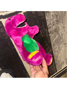 1992 Barney Stuffed Plush Bear, One Size, Purple & Green